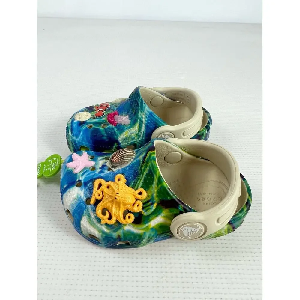 Kids Crocs Clog Ocean Fish Nemo Octopus Beach Shells Shoe Size C4 Toddler NEW 🐚